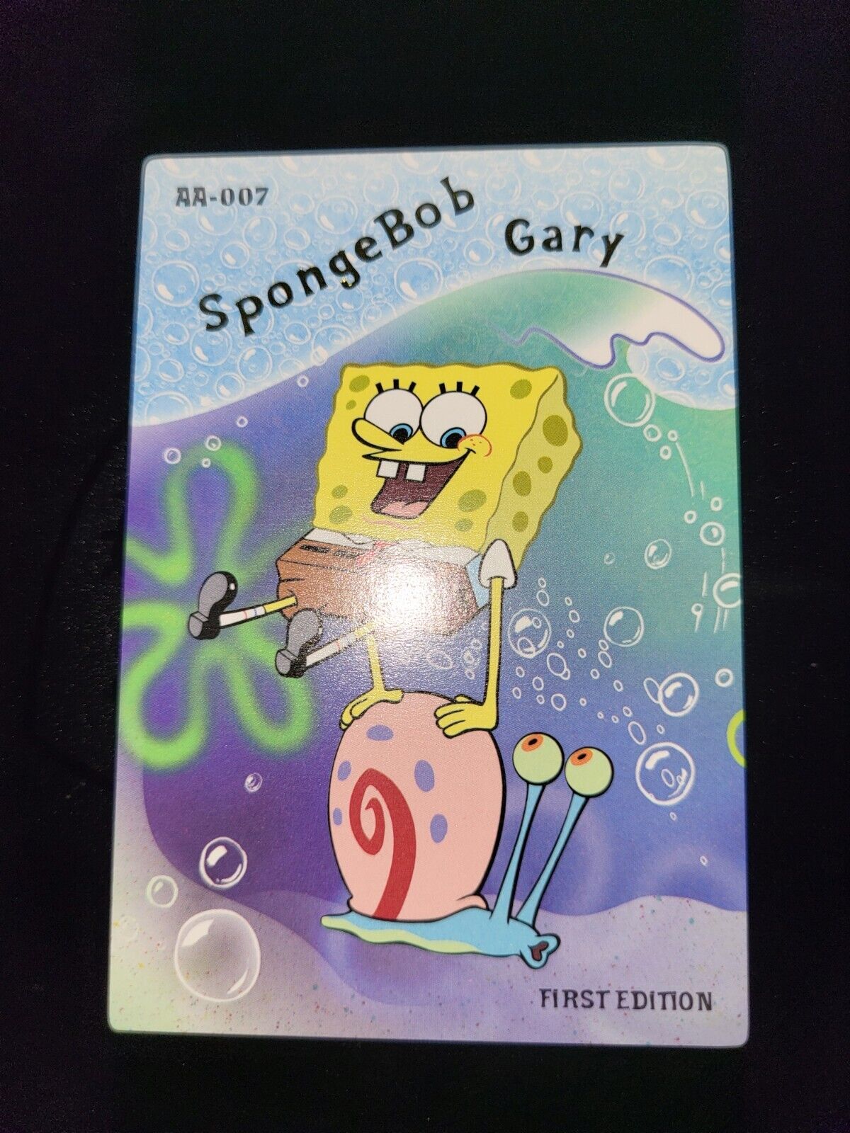 AA-007 SpongeBob & Gary 2003 Aquatic Amigos First Edition Gold Rare Card NM