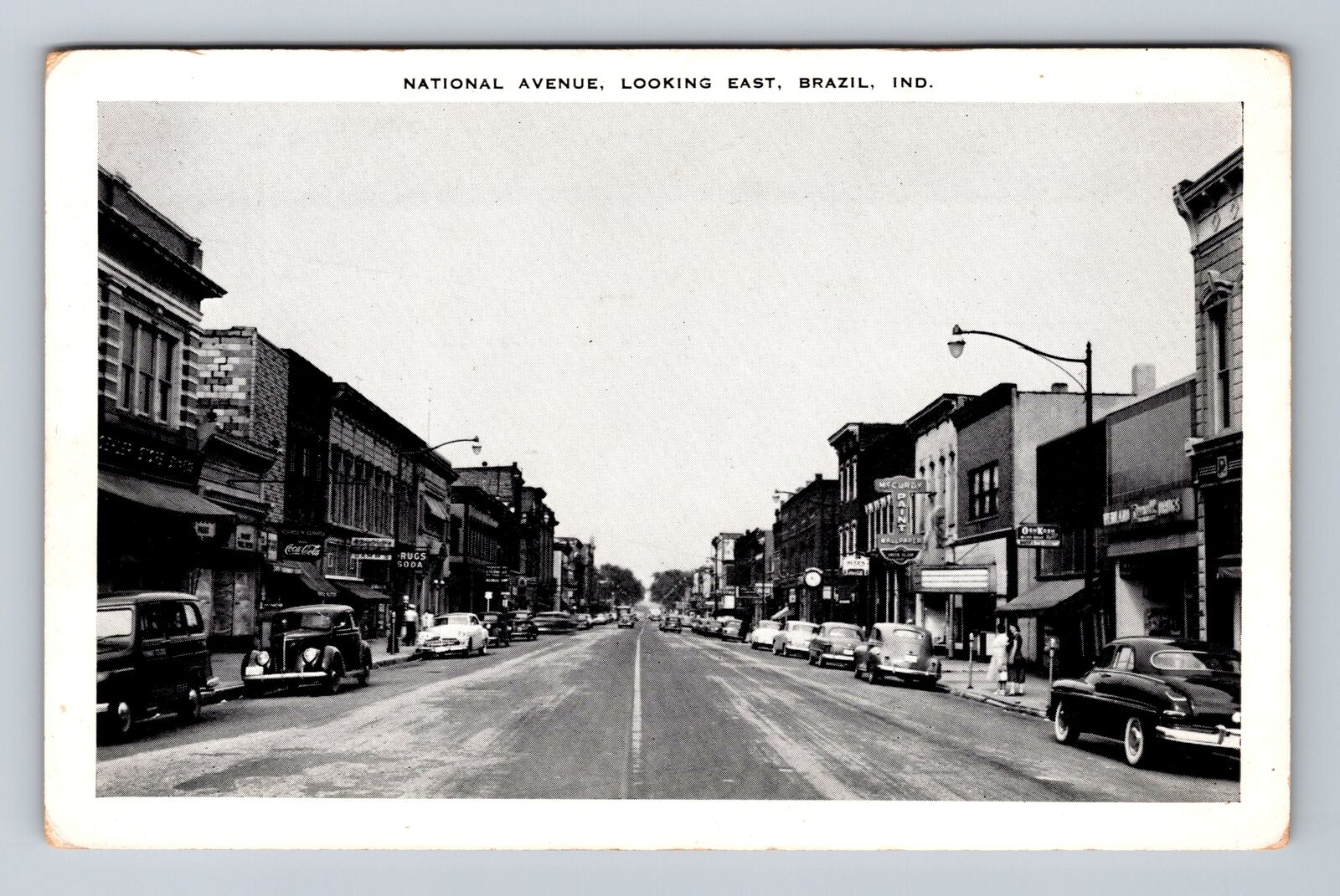 Brazil IN-Indiana, Business District, National Avenue Vintage Postcard
