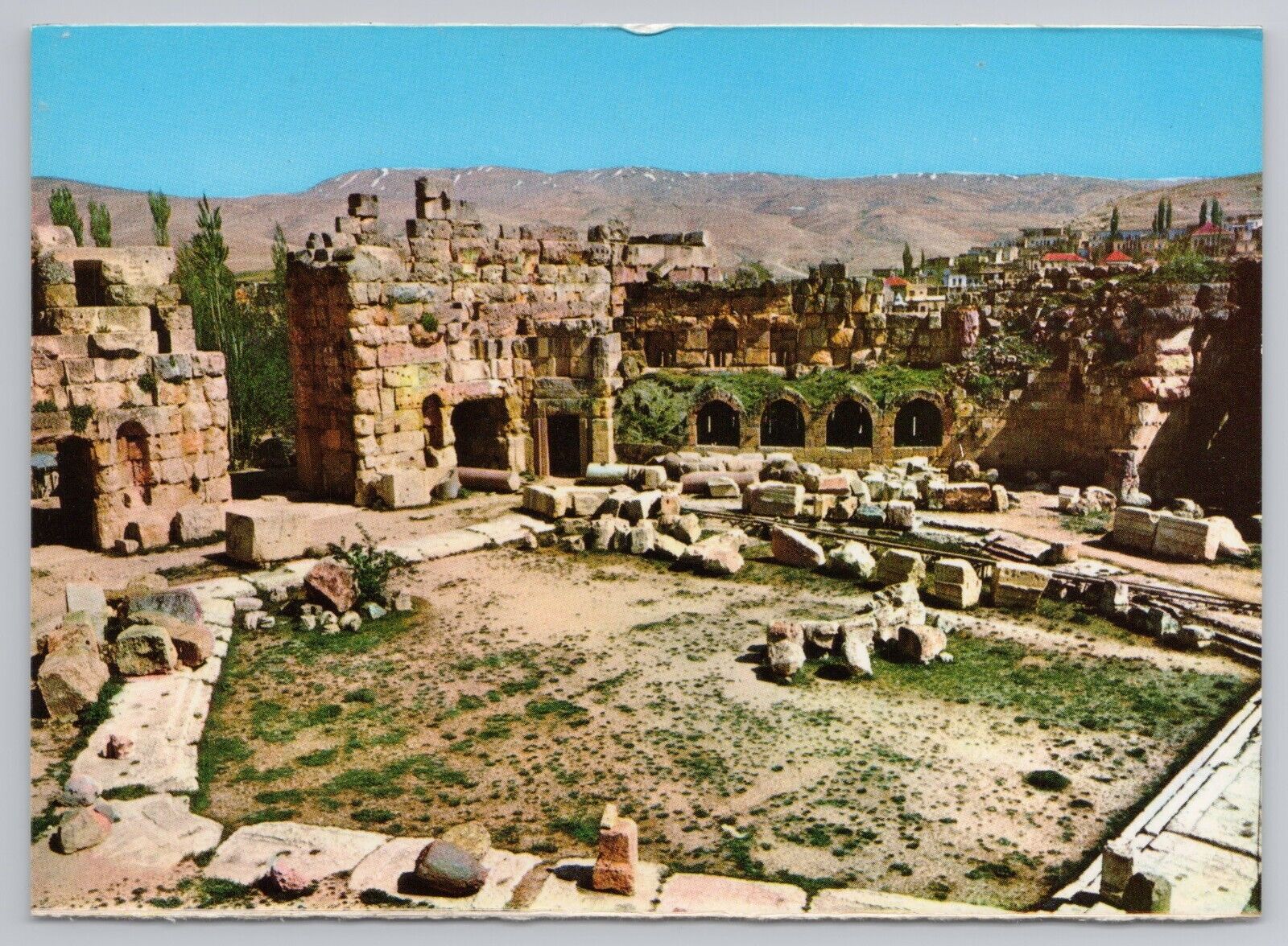 Baalbek Lebanon Hexagonale Court Ancient Ruins View 1966 Postcard