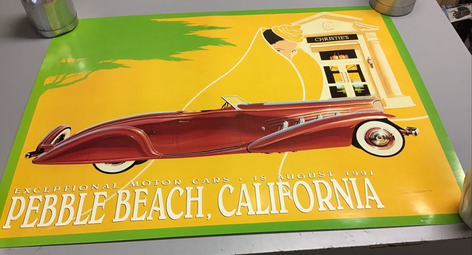 Orig 1991 Christie's Pebble Beach Car Auction Poster *signed* (R22)