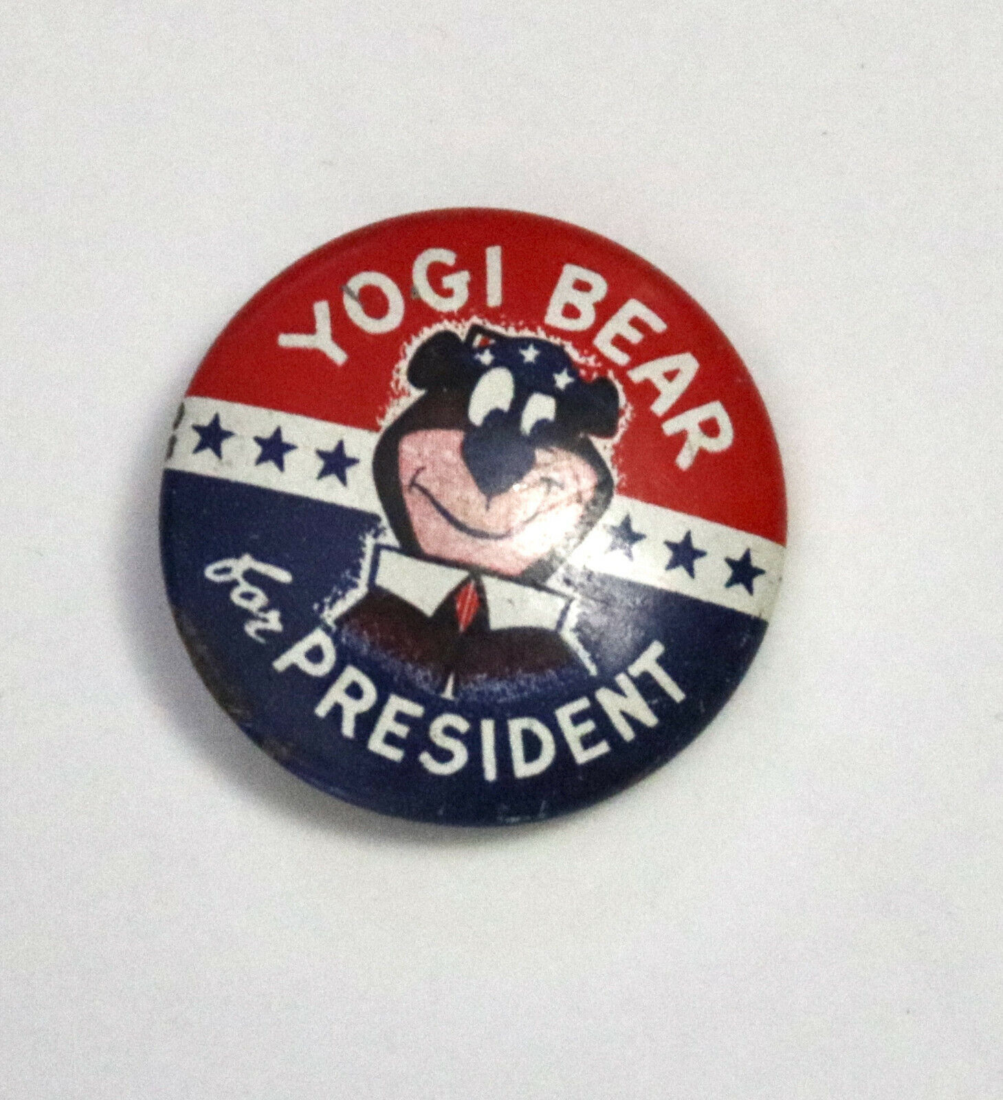 Yogi Bear For President vintage metal pin Hanna Barbera