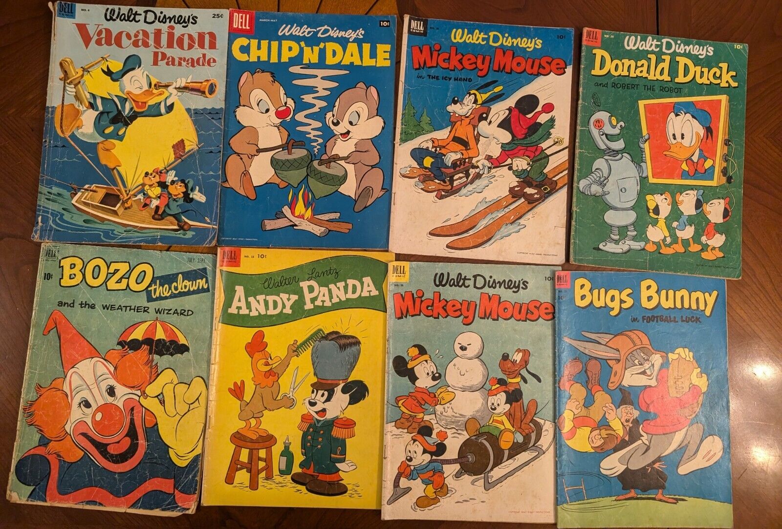 Vintage Comic Book Lot of 8 Dell Comic Books 1950's and 60's Mixed Lot Bozo,