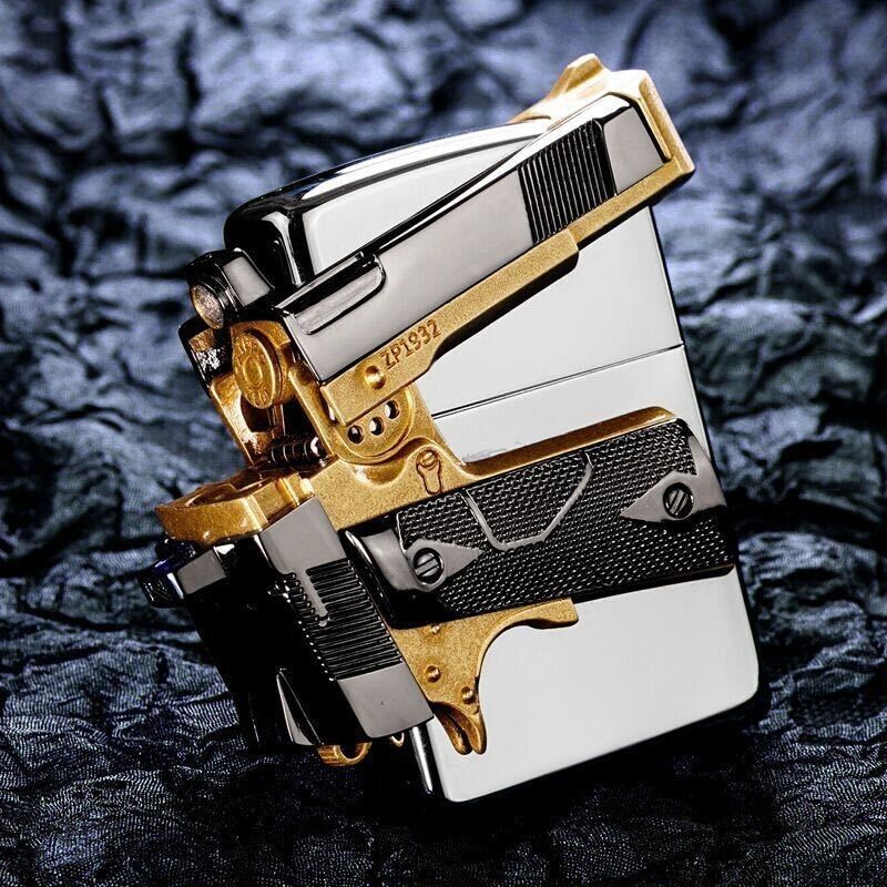 New Zippo oil Lighter gold silver with box