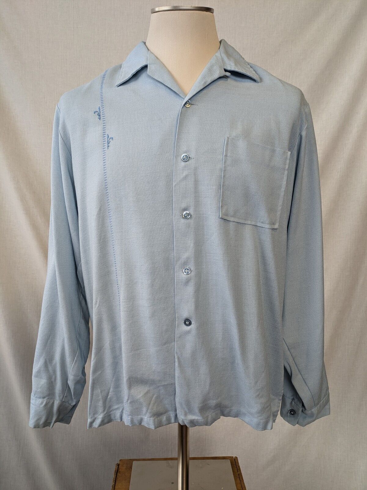 Vintage 1950s McGregor Loop Collar Shirt Rockabilly L 16-16 1/2 EUC Rayon