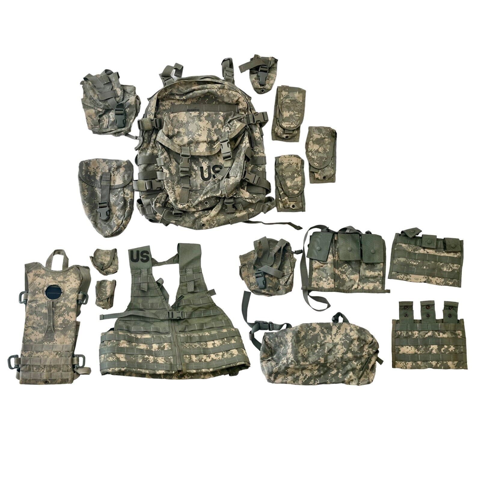 USGI Authentic 16 PC Rifleman Set Kit MOLLE System ACU Complete Set