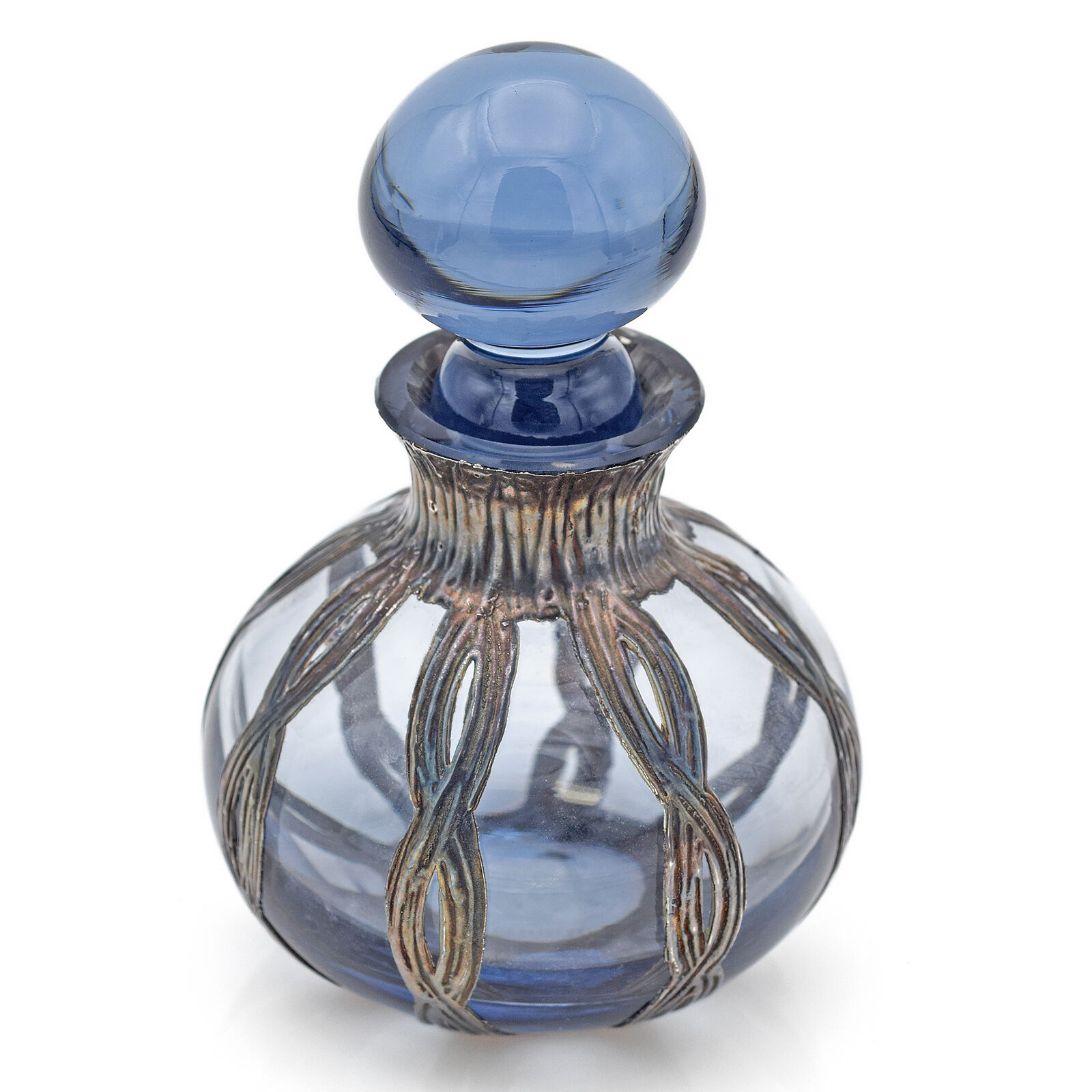 Vintage Dartington Blue Glass Bottle with Stopper
