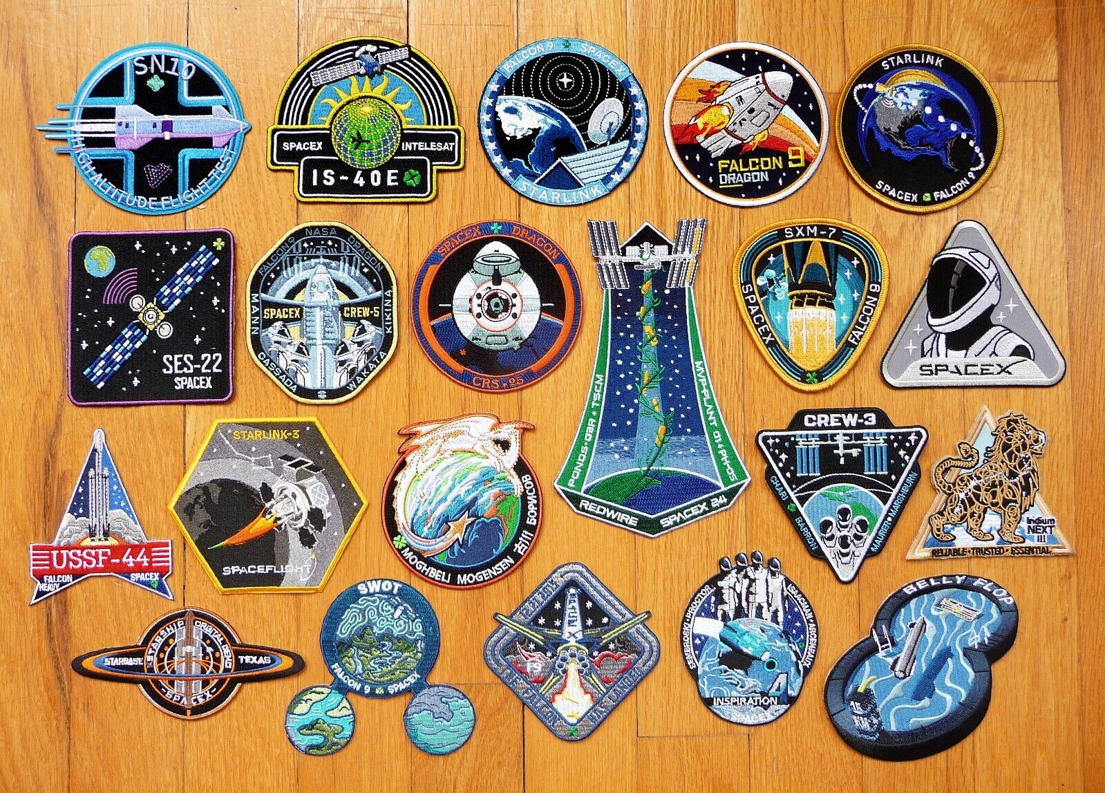 Set of 21 Original SpaceX/NASA Mission Patches