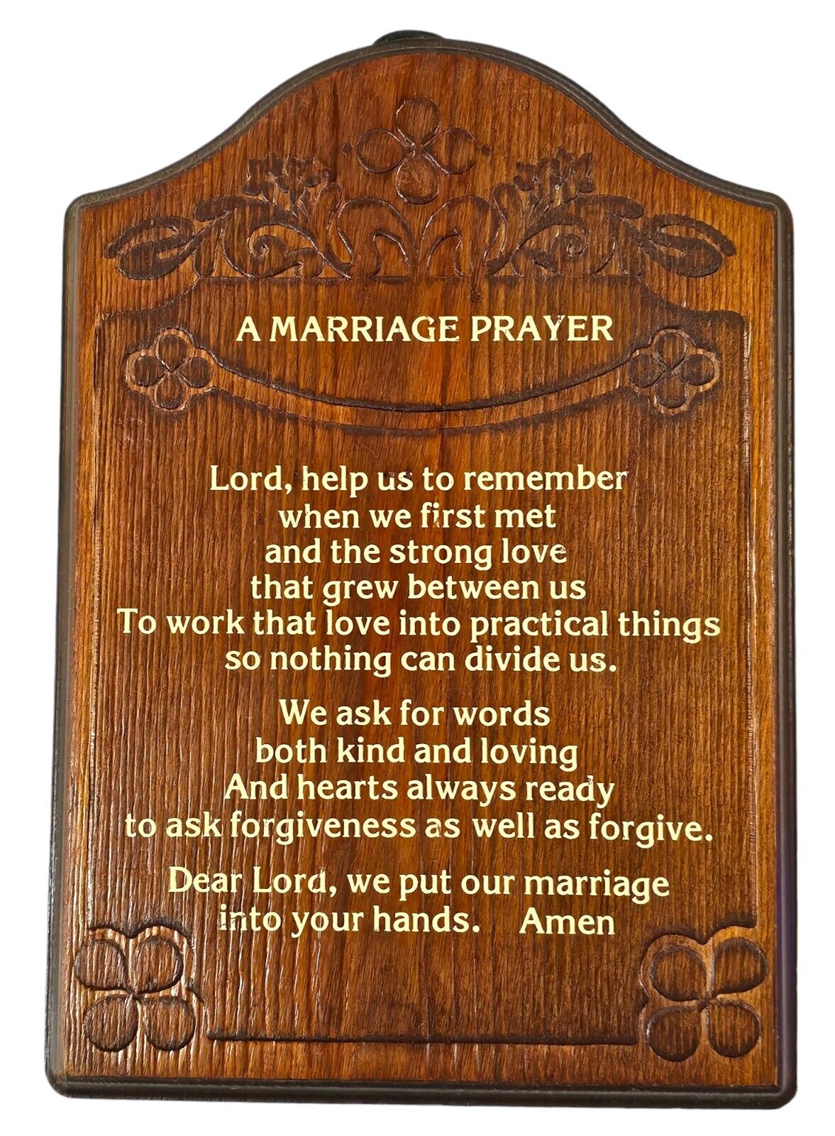 Vintage Marraige Prayer Wood Plaque Wall Hanging Kitchen Retro Decor