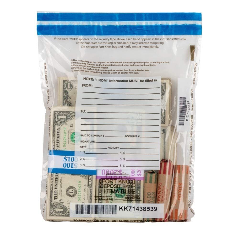 Ultima Blue Clear Deposit Bags | 8W x 10H | Pack of 400 | Transit, Transfer, ...