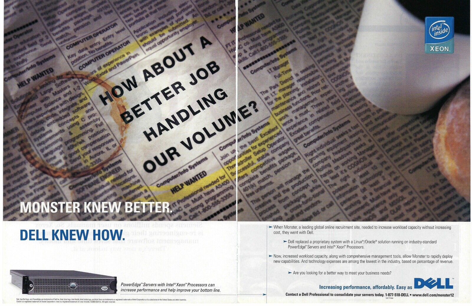 2004 Dell PowerEdge Servers Intel Xeon Processors Monster Retro Print Ad/Poster
