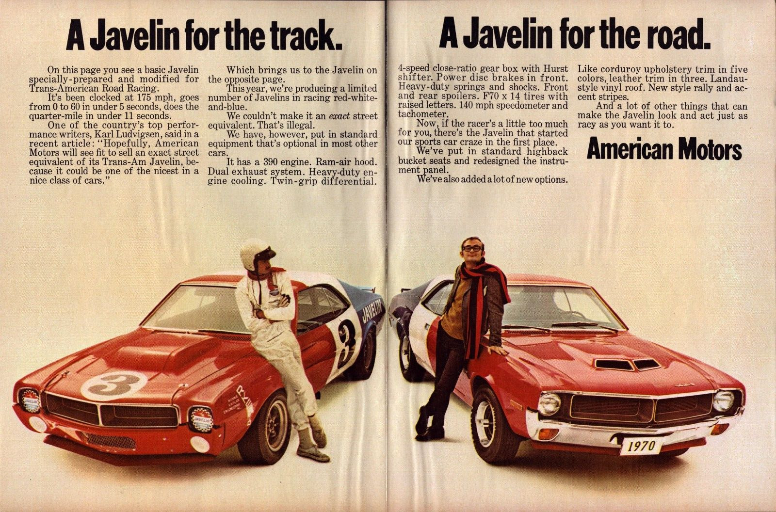 1970 Javelin American Motors Track & Road Oct 1969 Hot Rod Vintage Print Ad-C3.2