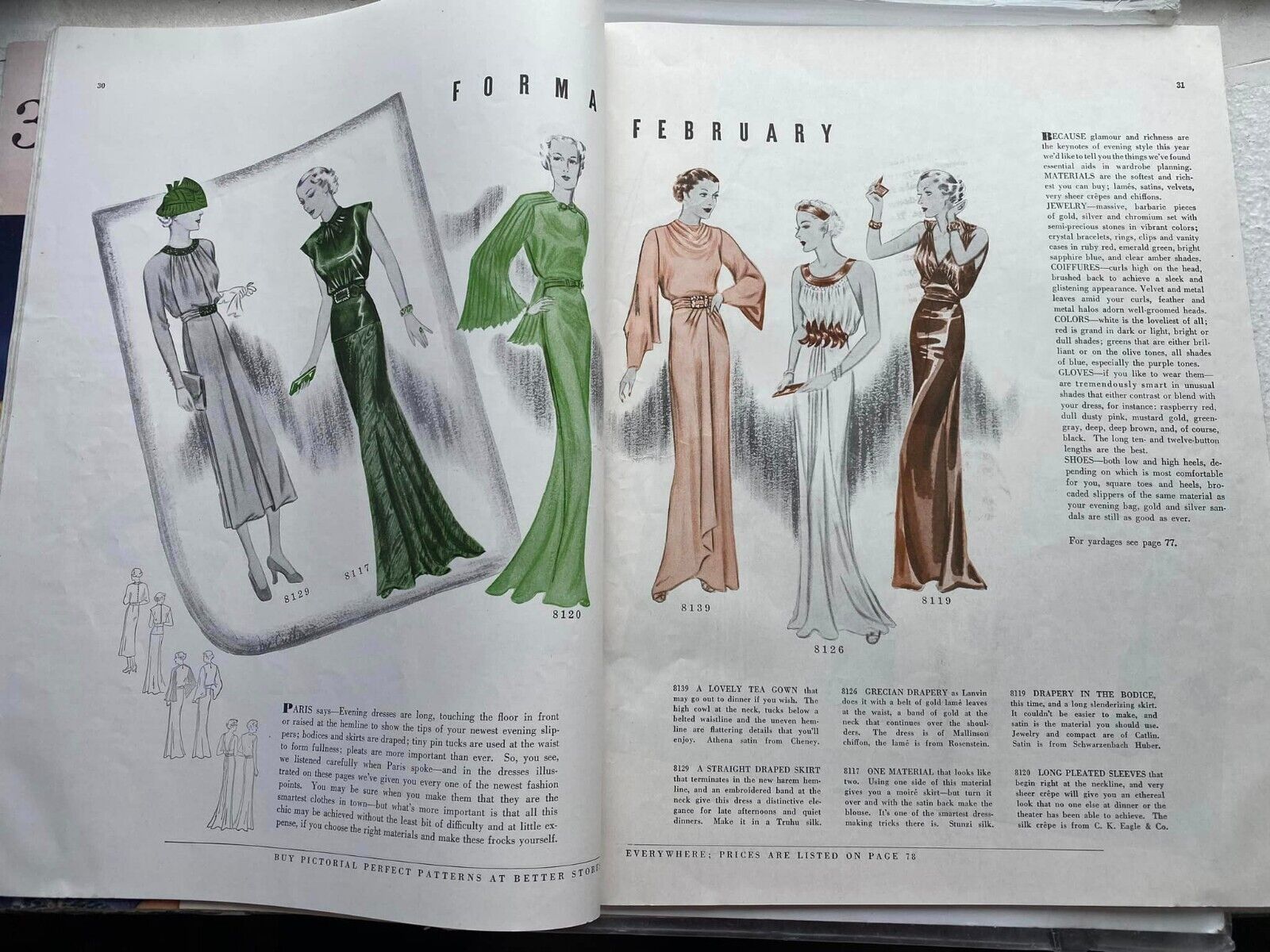 Pictorial Review Magazine Feb 1936 Fashion Patterns Vintage 1930s 30s