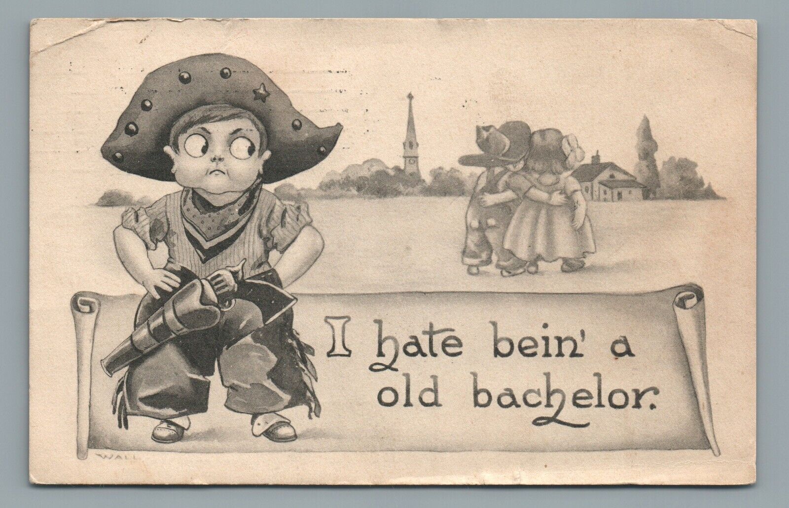 I Hate Bein\' A Old Bachelor, Humor Comic Cartoon Postcard Posted 1912