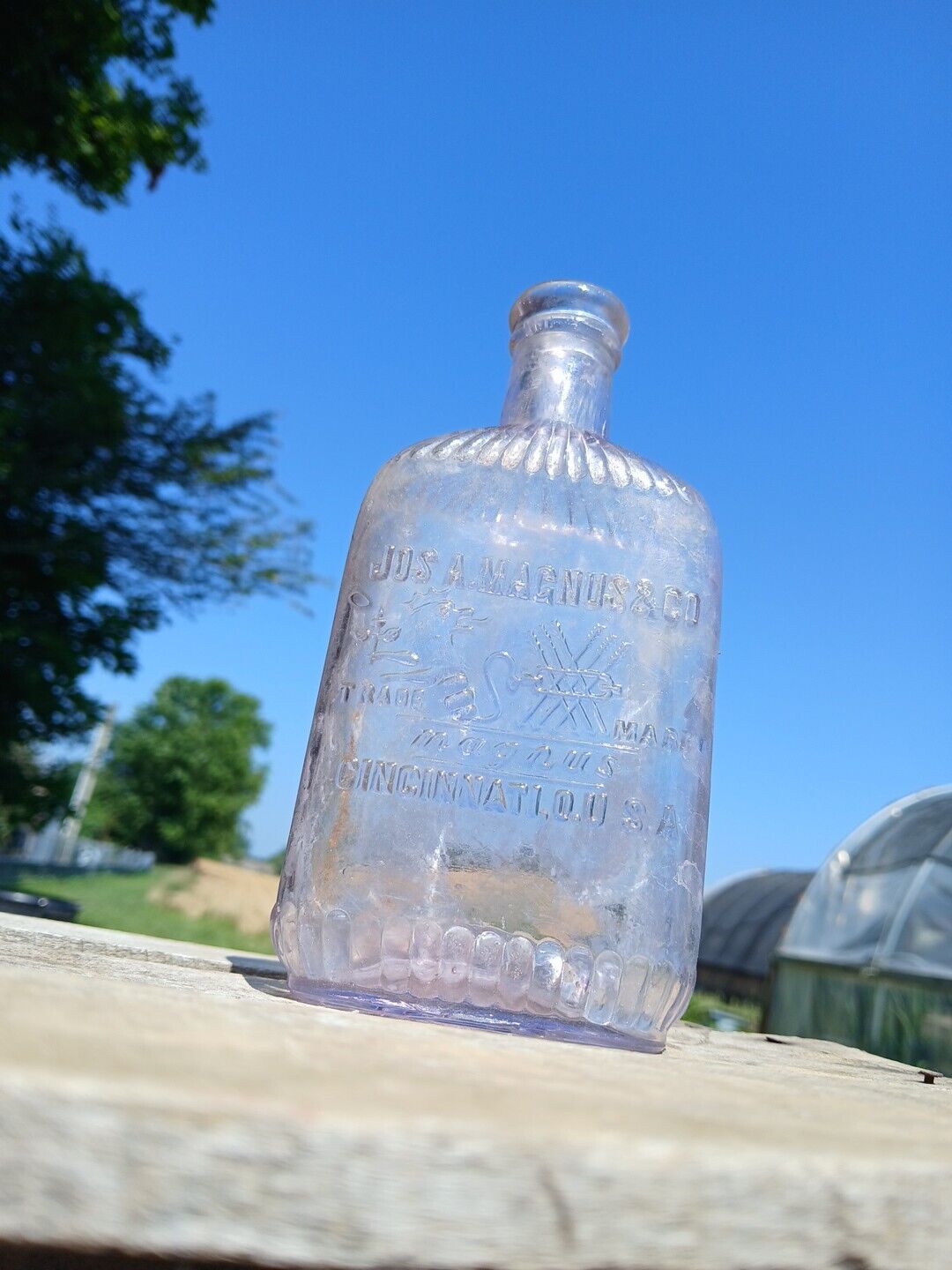 Antique Clear Jos. A. Magnus & Co. Cincinnati, O. U. S. A. Flask/Bottle – Empty