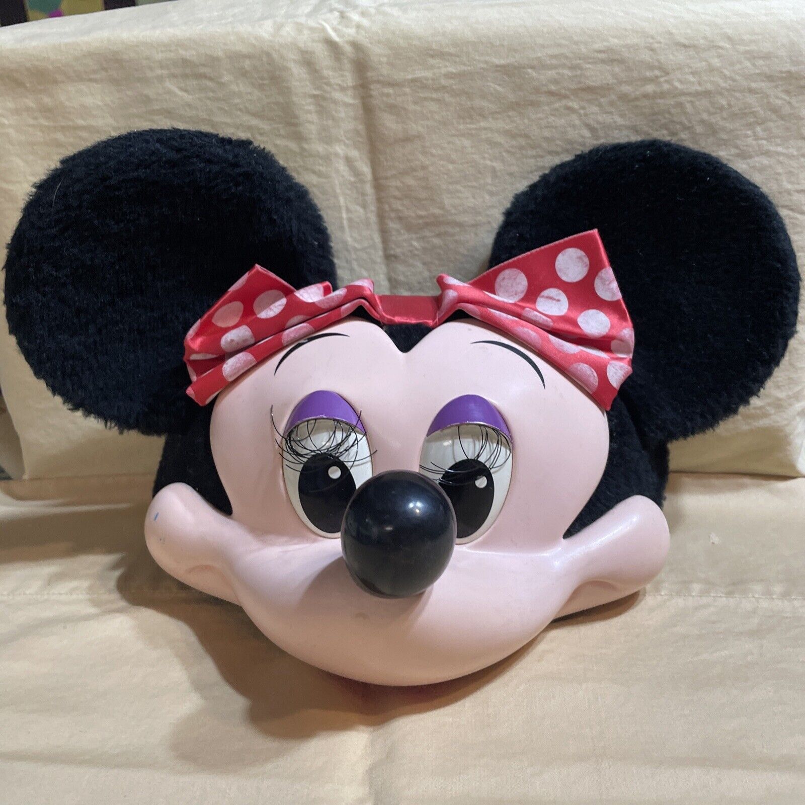 Vintage Disney Parks 90s Minnie Mouse 3D Molded Face Snapback Hat WDW Disneyland