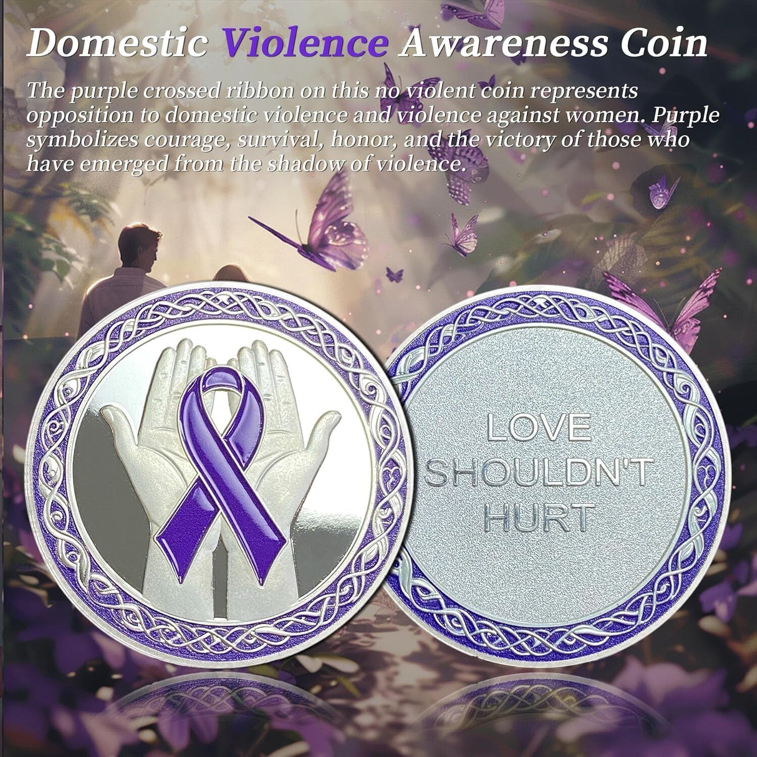 Domestic Violence Awareness Coin Original Purple Ribbon Coins Stop Violence
