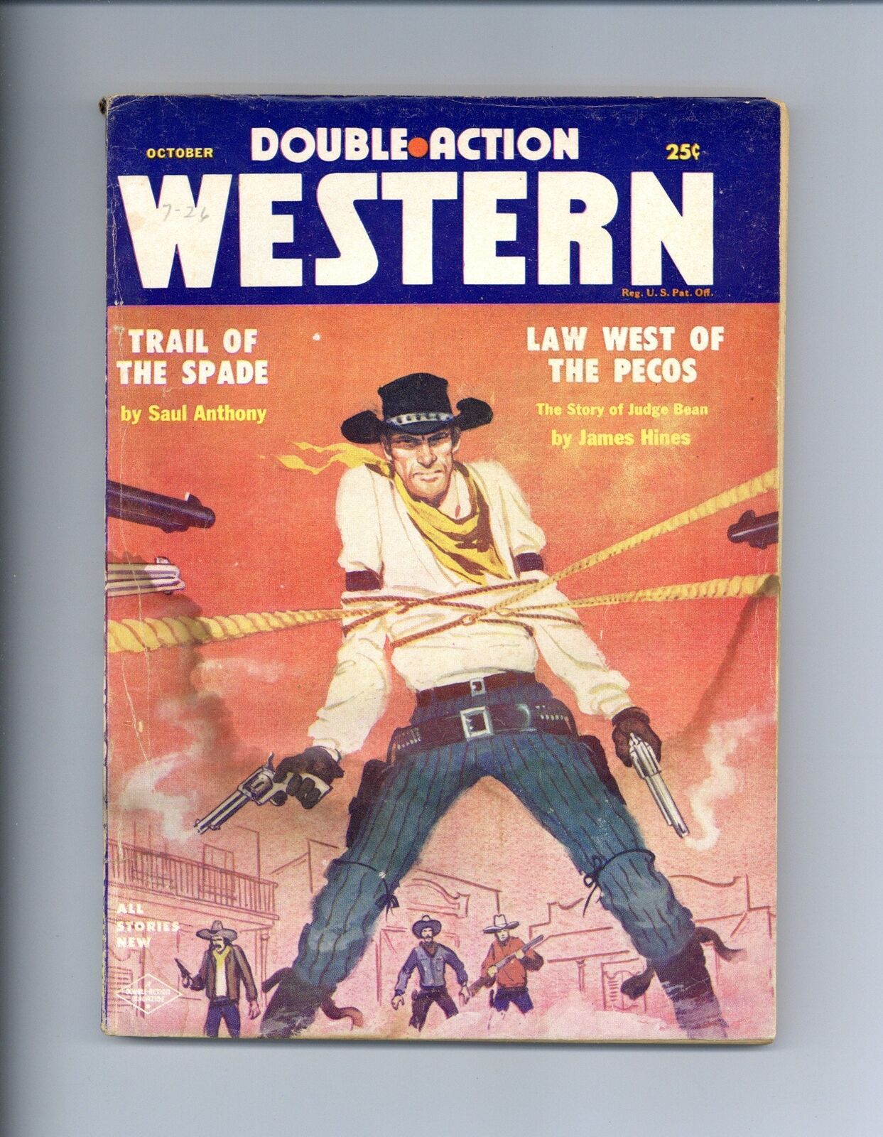 Double-Action Western Magazine Pulp Oct 1956 Vol. 24 #1 GD