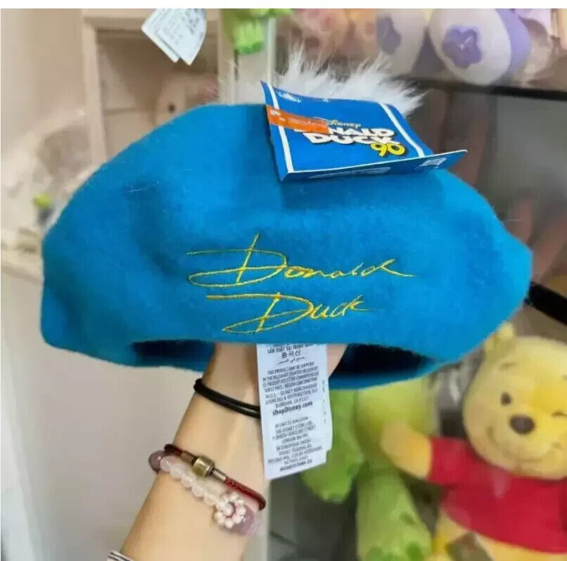 Authentic 2024 Hong Kong Disney Parks Donald Duck 90th collection beret hat Cap