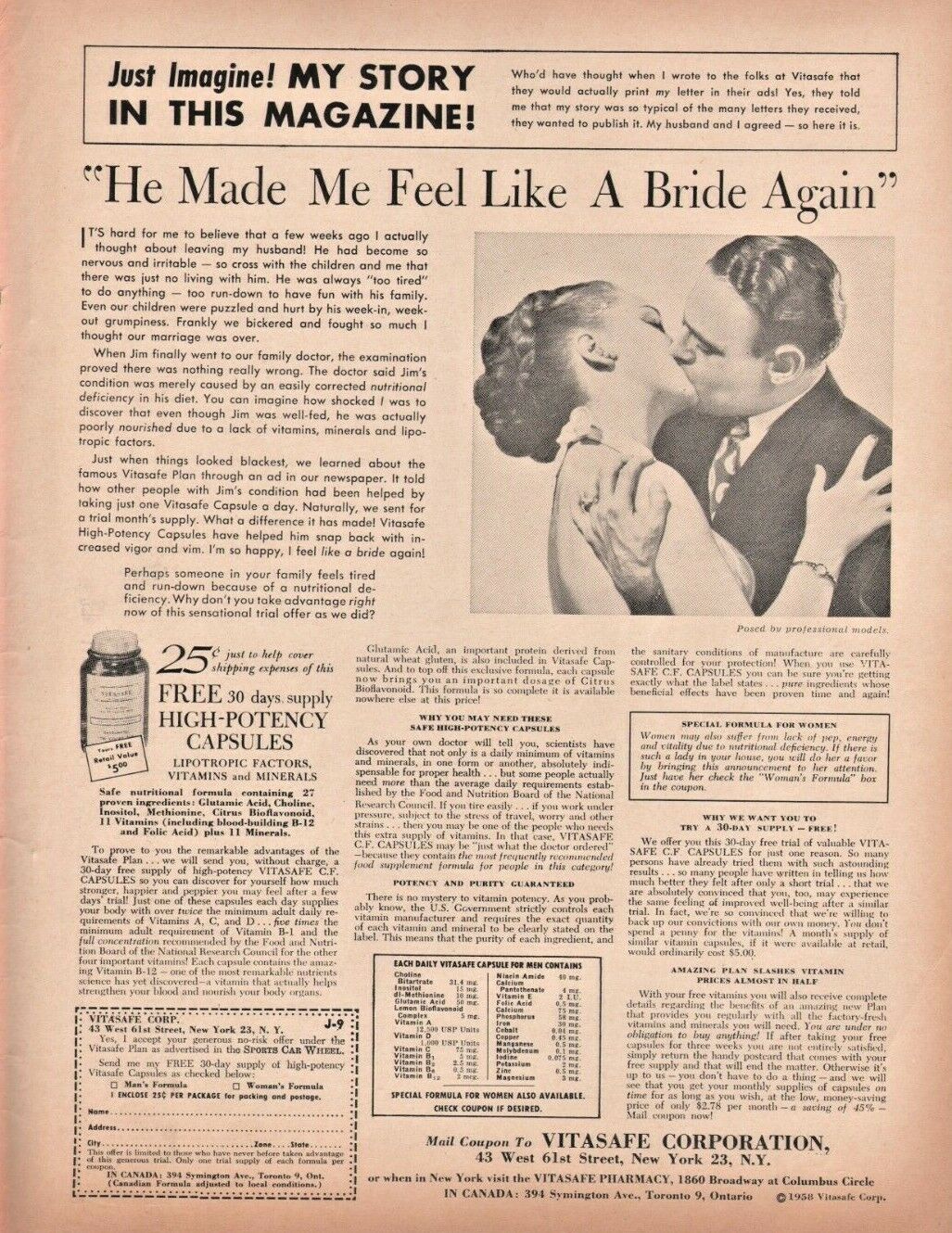 1958 Vitasafe High-Potency Capsules - Vintage Ad