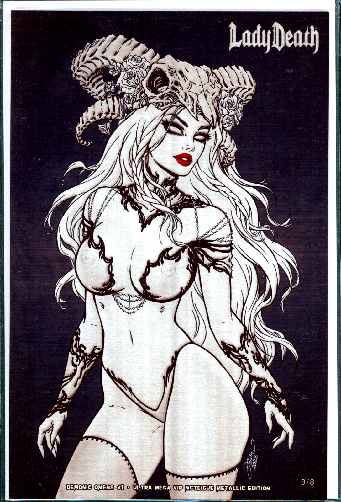 Lady Death Demonic Omens #1 McTeigue Ultra Mega VIP Metallic Ed. Coffin Ltd /8