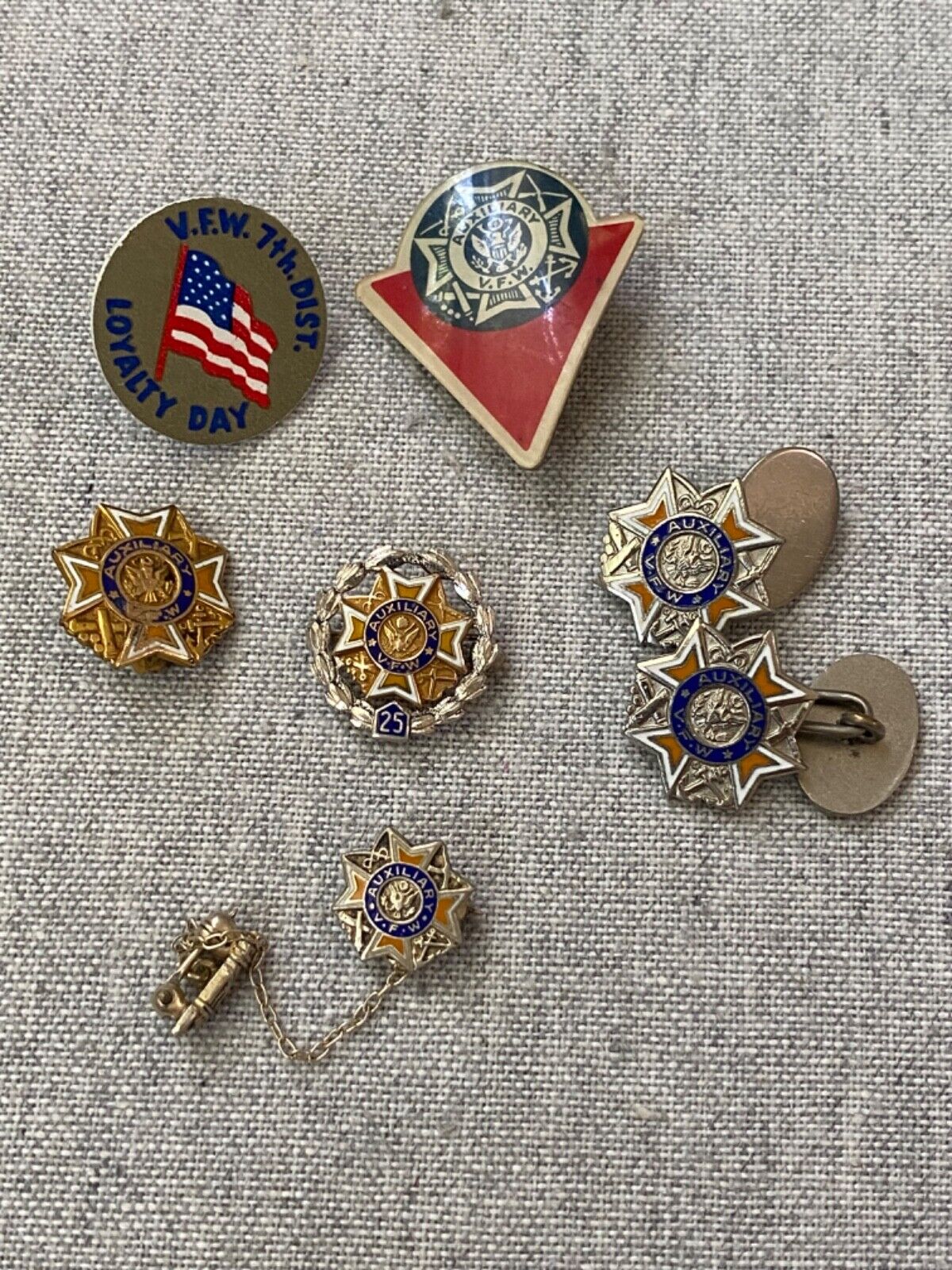 Vintage V.F.W. VFW Auxiliary Pin & Cufflinks Lot One is 10K Gold & Sterling
