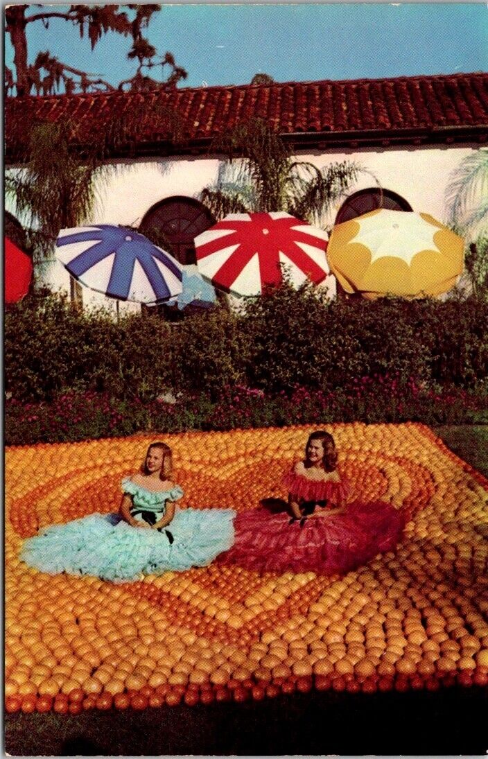 Florida Vintage Postcard Orange Festival Time Pretty Girl Models Citrus