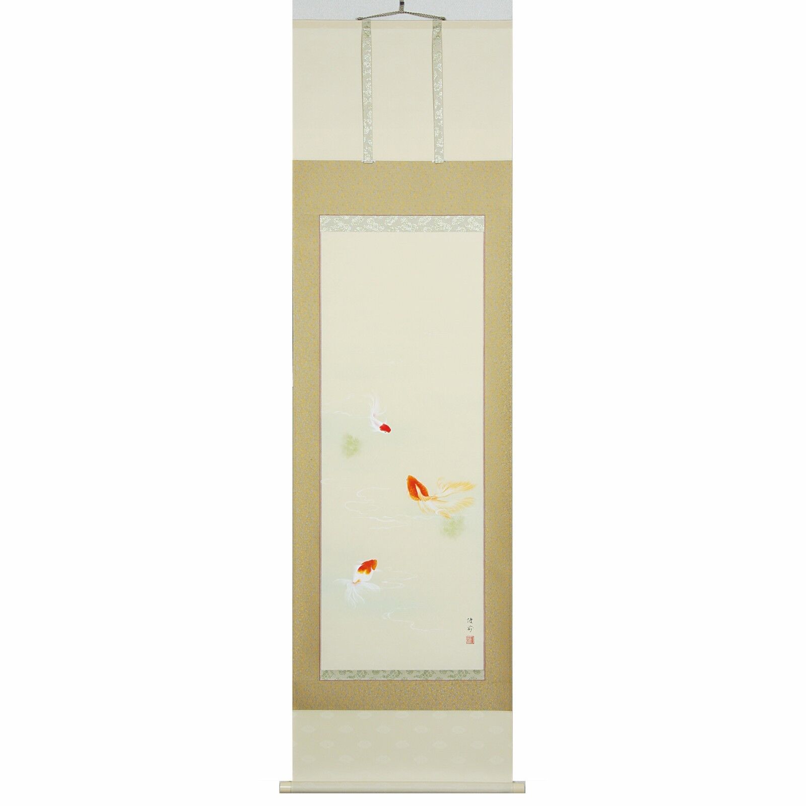 Goldfish / Kingyo - with paulownia wood box - Kakejiku Japanese Hanging Scroll