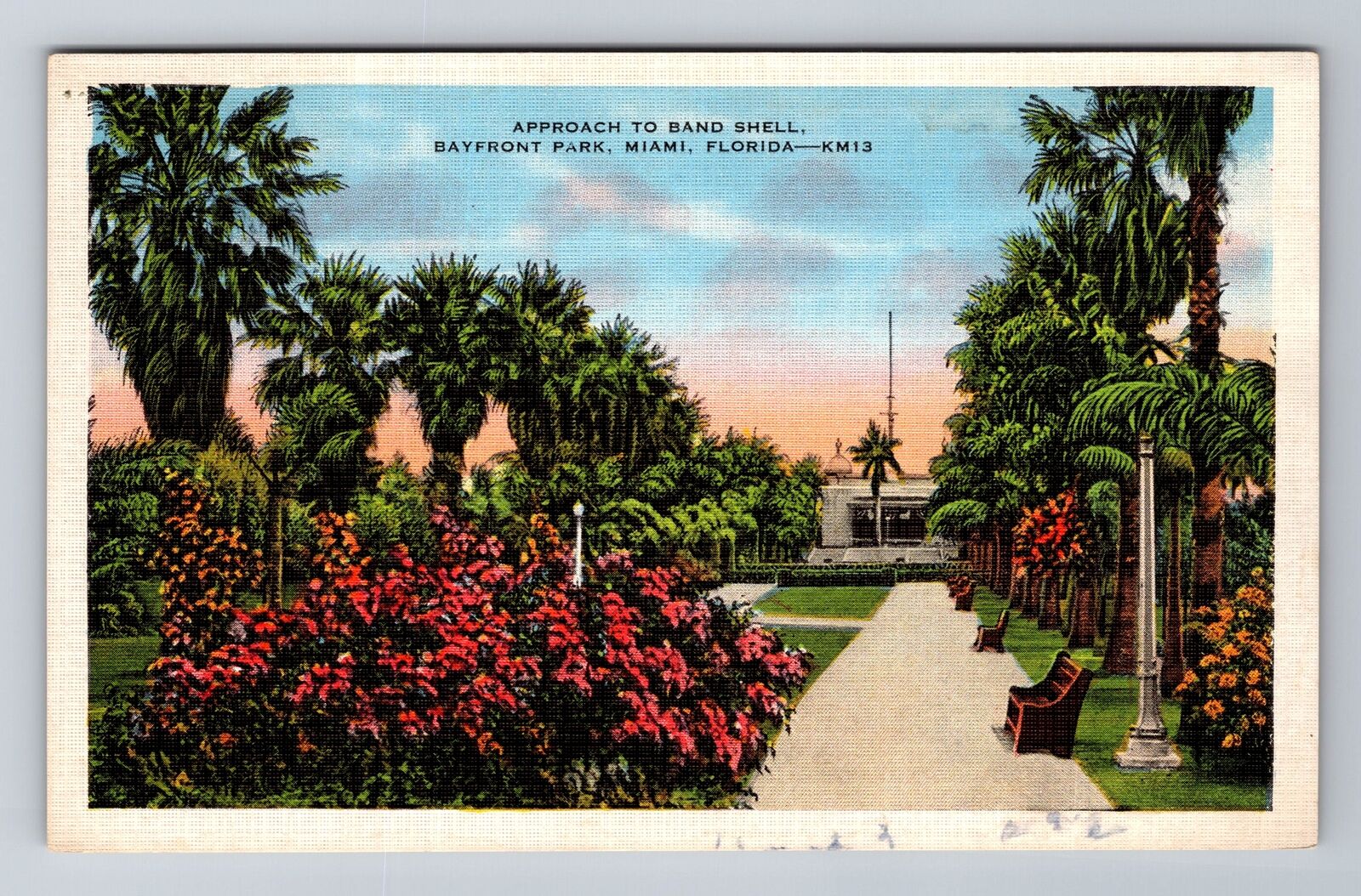Miami FL-Florida, Bayfront Park, Band Shell, Antique Vintage Souvenir Postcard