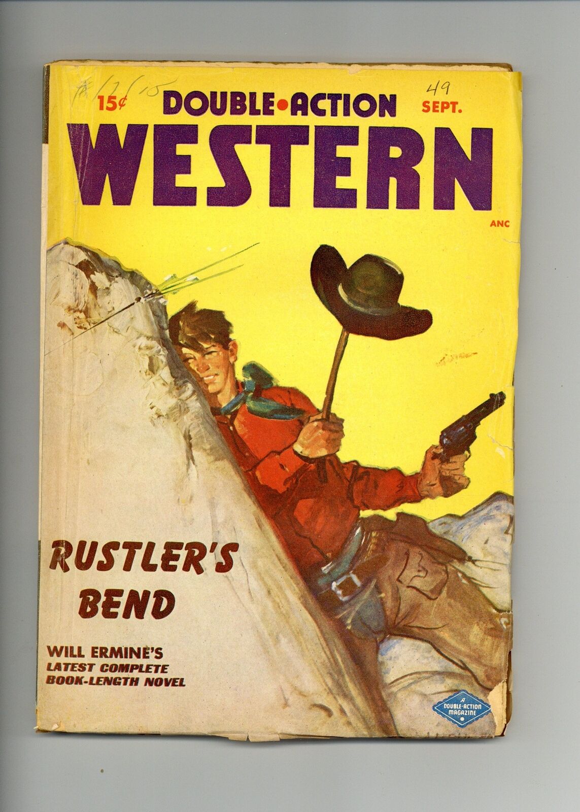 Double-Action Western Magazine Pulp Sep 1949 Vol. 17 #1 VG Low Grade