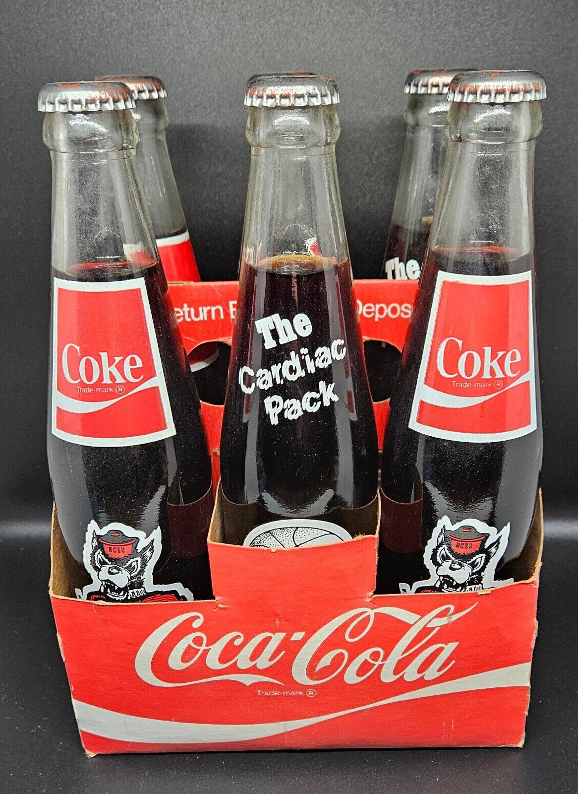Coca-Cola - 6 Pack - 1983 NC State Wolfpack - Championship Bottles - Rare