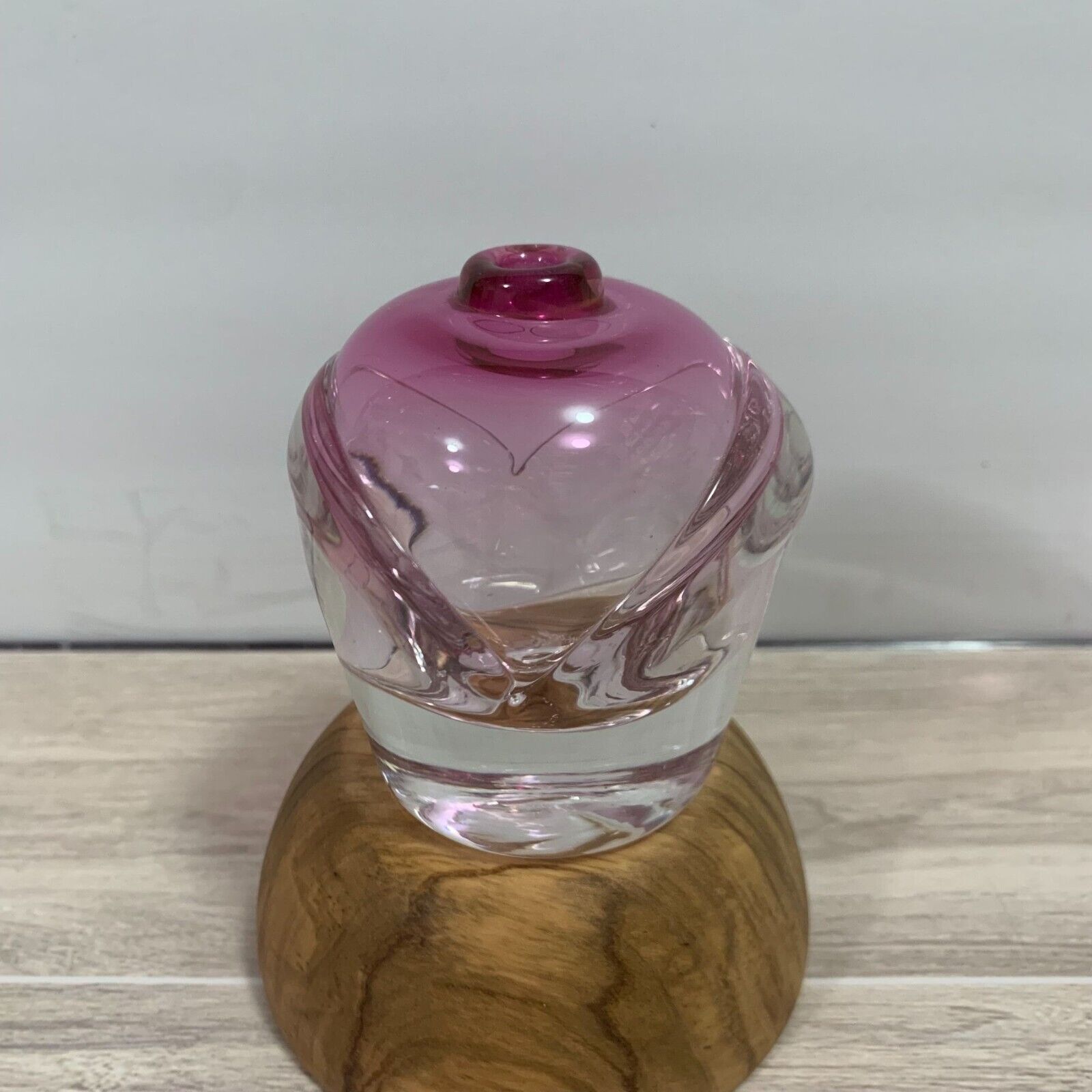 Vintage 1991 Quintessence Signed Art Studio Glass Pink Perfume Bottle No Stopper