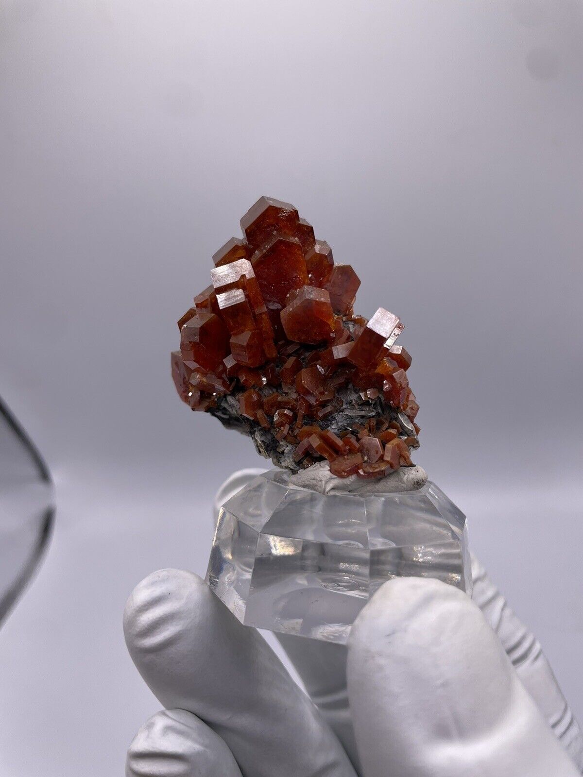 66.9g Unique Deep Red Lustrous Vanadinite Crystal Cluster From Mibladen Morocco