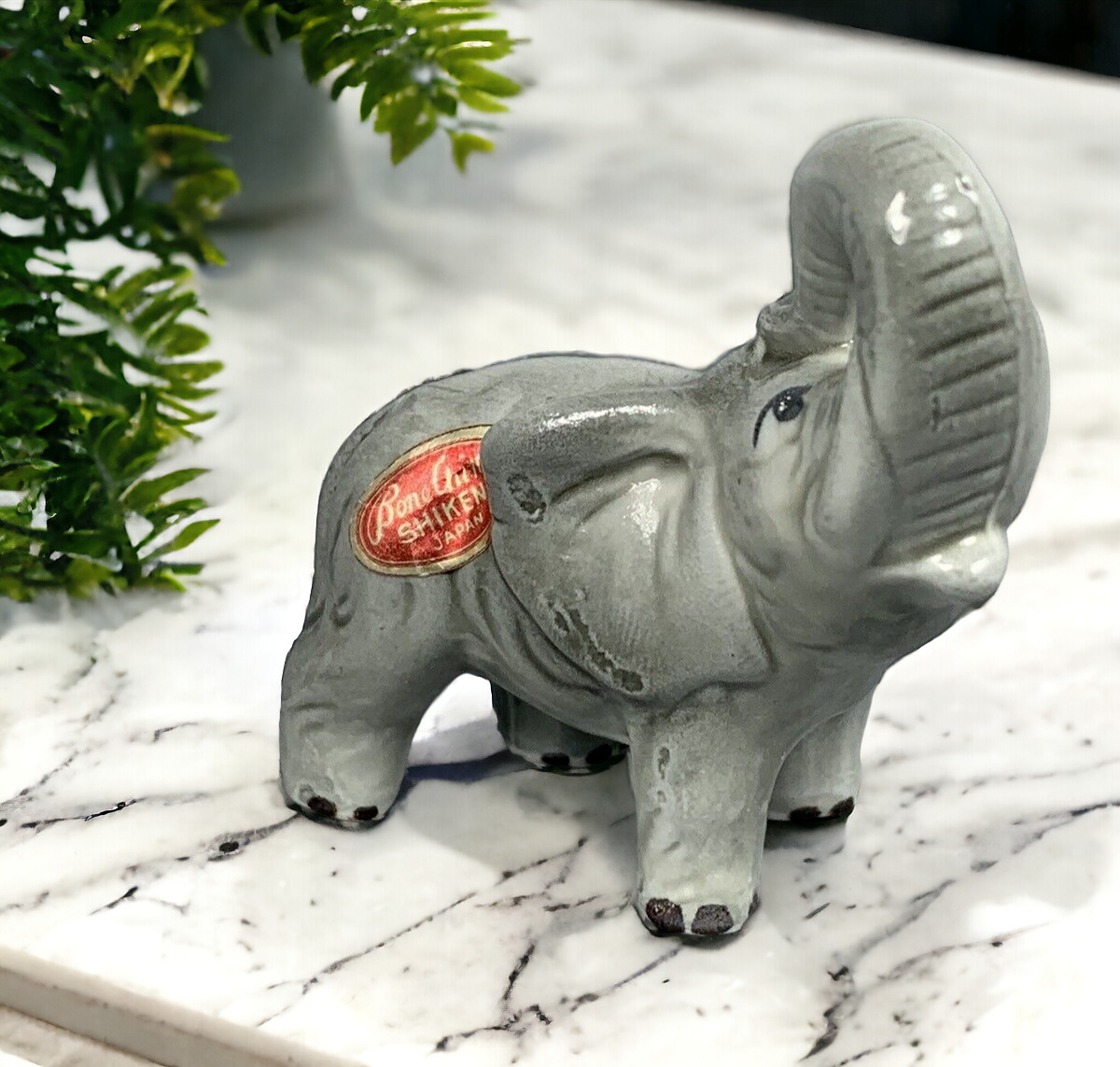 Shiken Elephant Trunk Up Figurine Vintage Japan