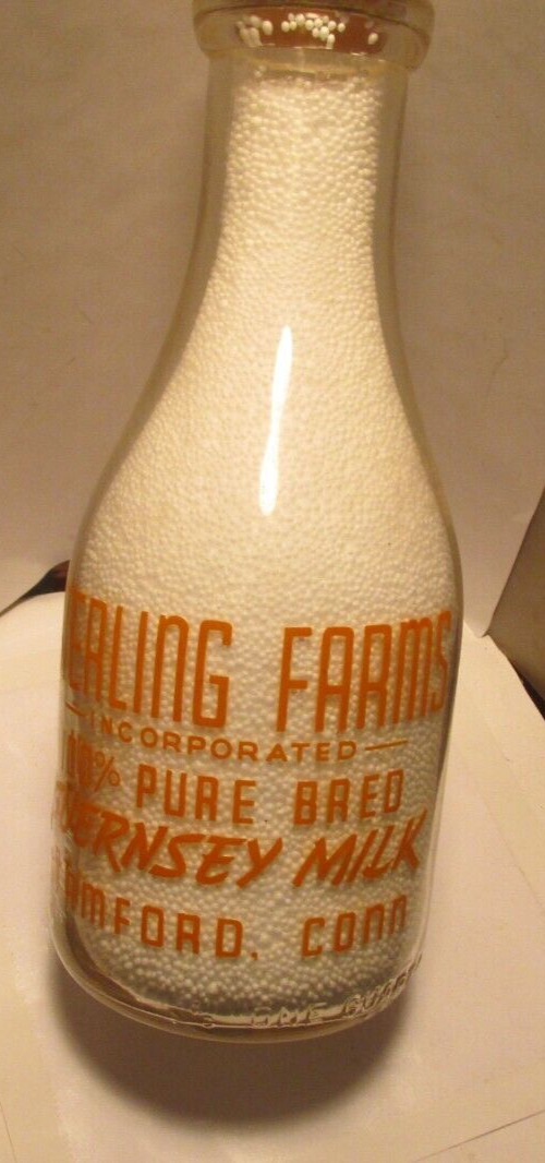 vintage pyro qt milk bottle Stealing farms guernsey Milk Stamford.Conn pic barn