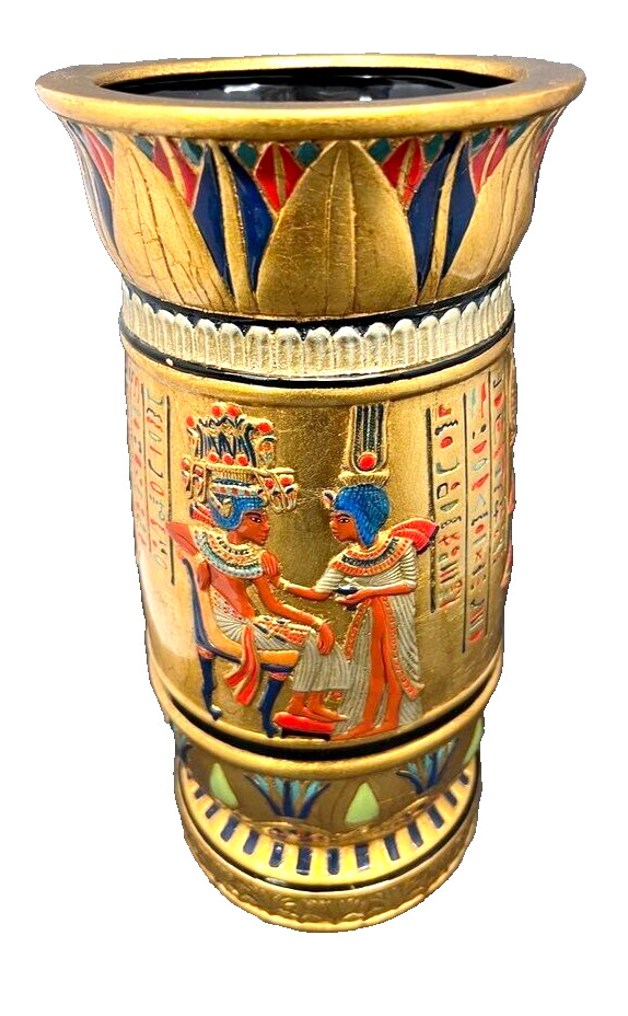 Vintage Veronese 2003 Egyptian Vase-Gold Color 12 x 5 3/4