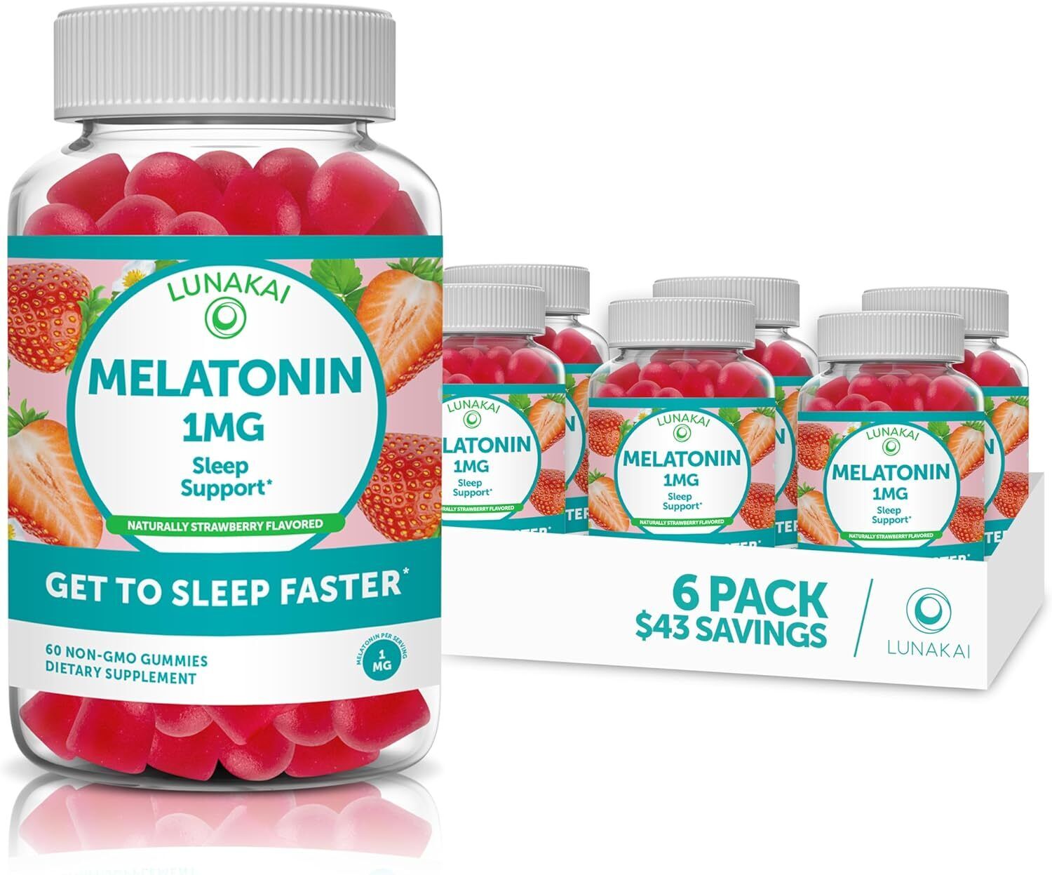 Low Dose Melatonin Gummies 1 mg - Tastiest Proprietary Formula -6 Pack