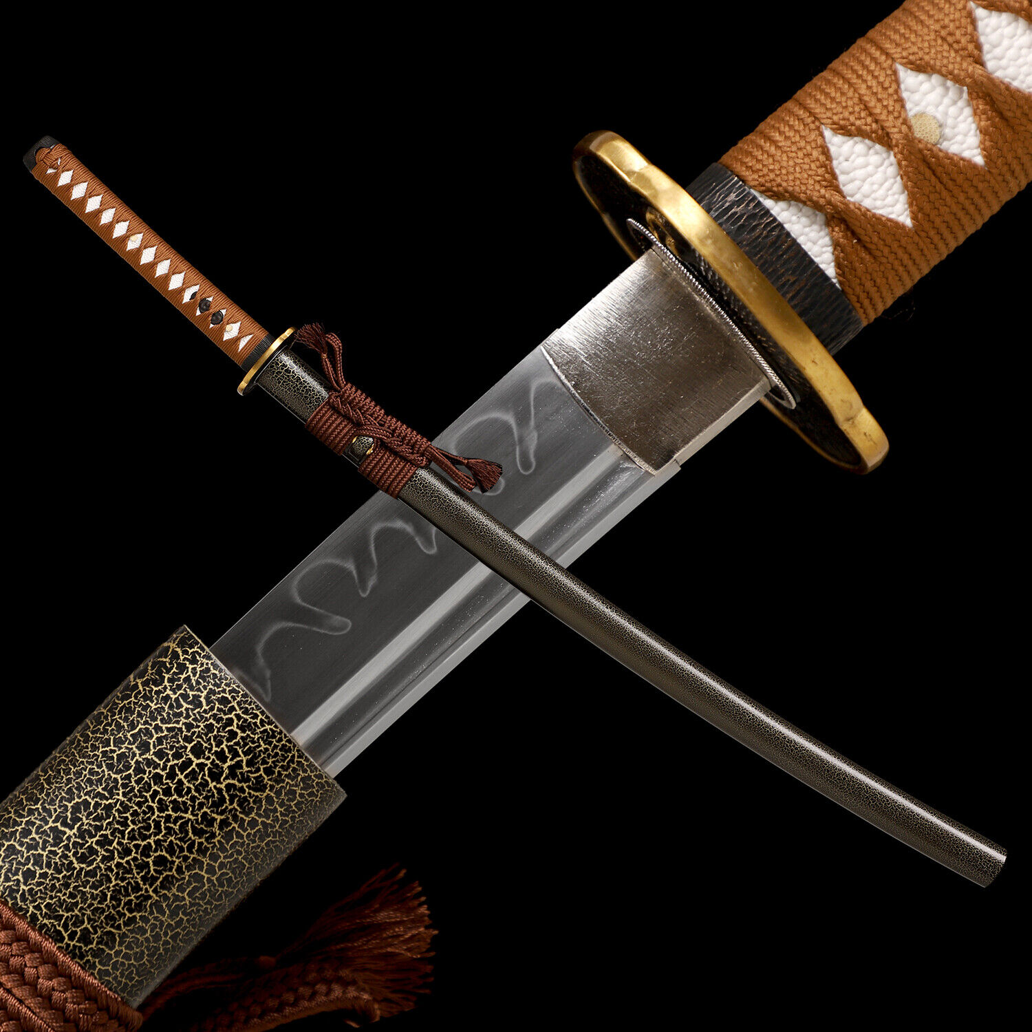 Japanese Samurai Katana Sword Clay Tempered T10Steel Real Hamon Real Razor Sharp