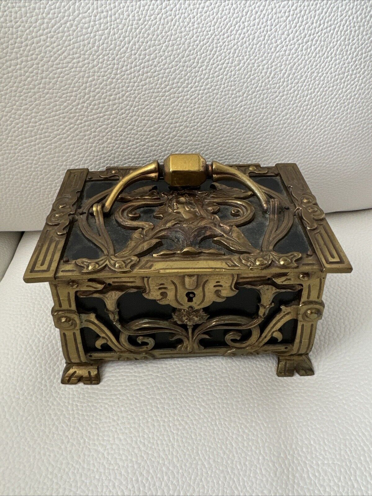 Antique Art Nouveau French Original Circa 1880's Gilt Bronze Box
