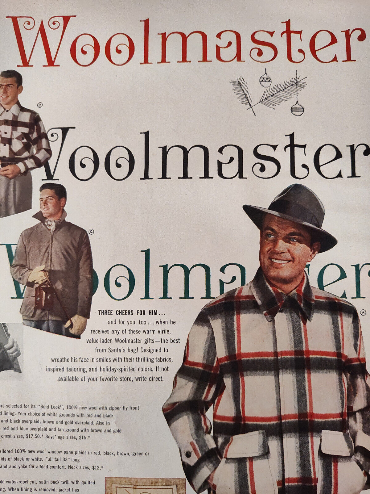 1949 Original Esquire Art Ads WOOLMASTER Coats CAVALIER Gloves