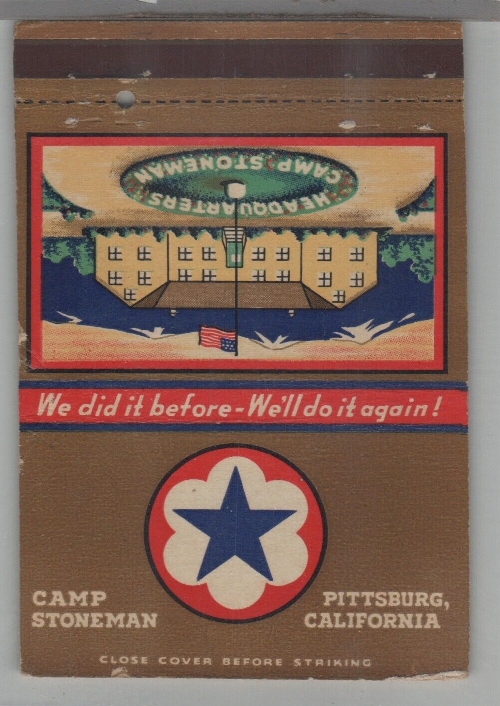 Matchbook Cover - Post Card - US Army Camp Stoneman Pittsburg, CA