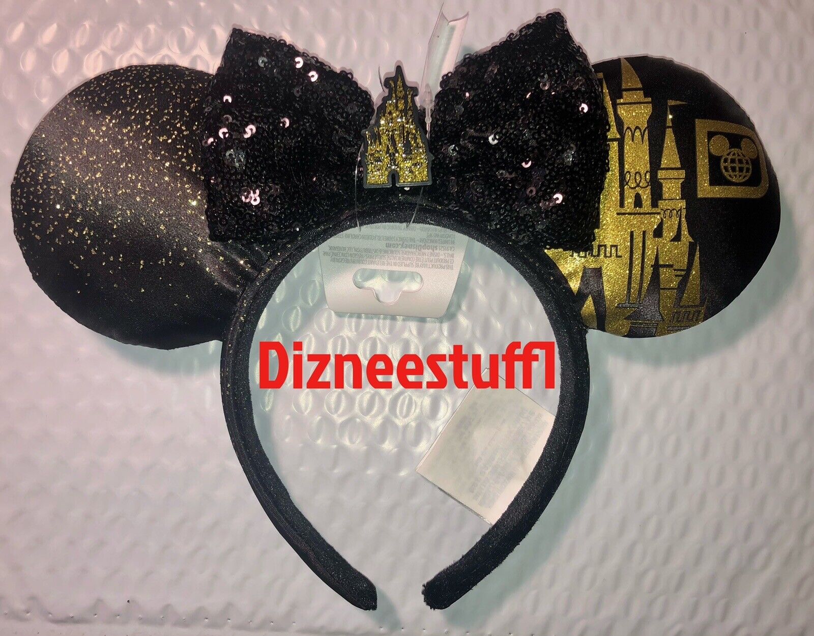 Disney Black And Gold Cinderella’s Castle Ears Headband NWT