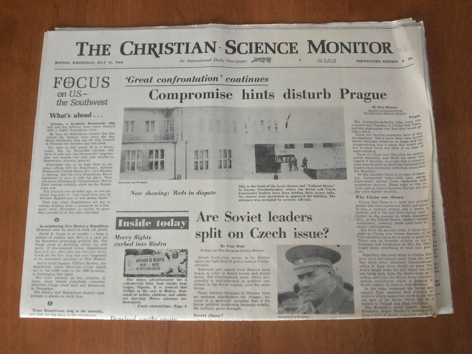1968 JULY 31 THE CHRISTIAN SCIENCE MONITOR -NORTH VIETNAM 50% PULLBACK - NP 4669