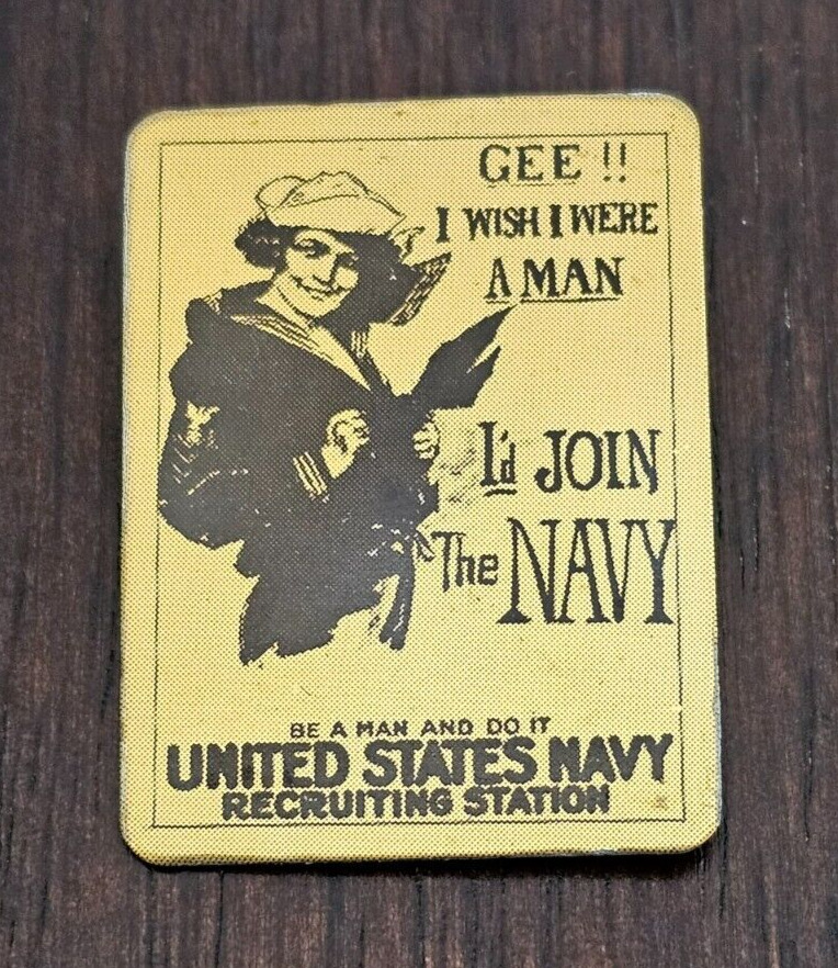 Gee I Wish I Were A Man US Navy Recruiting Pin Military Patriotic Sailor Seaman