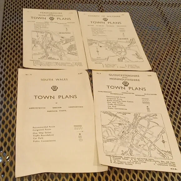4 vintage 1952 town plans  paperwork