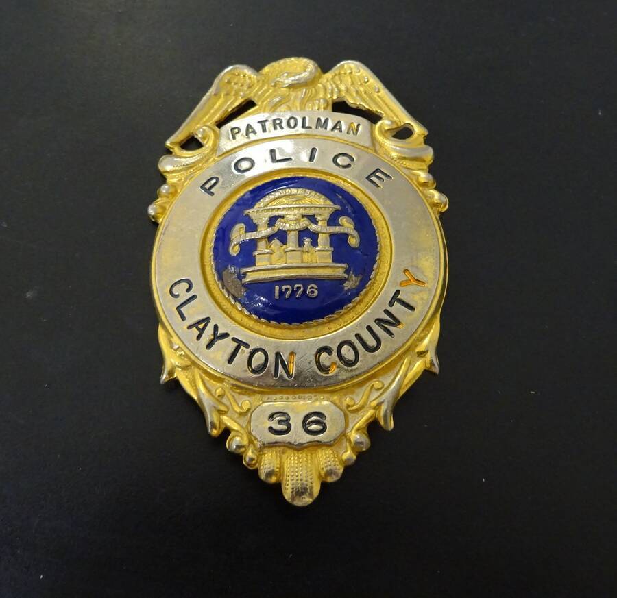 Vintage Obsolete Clayton County Georgia Patrolman Police Badge #36