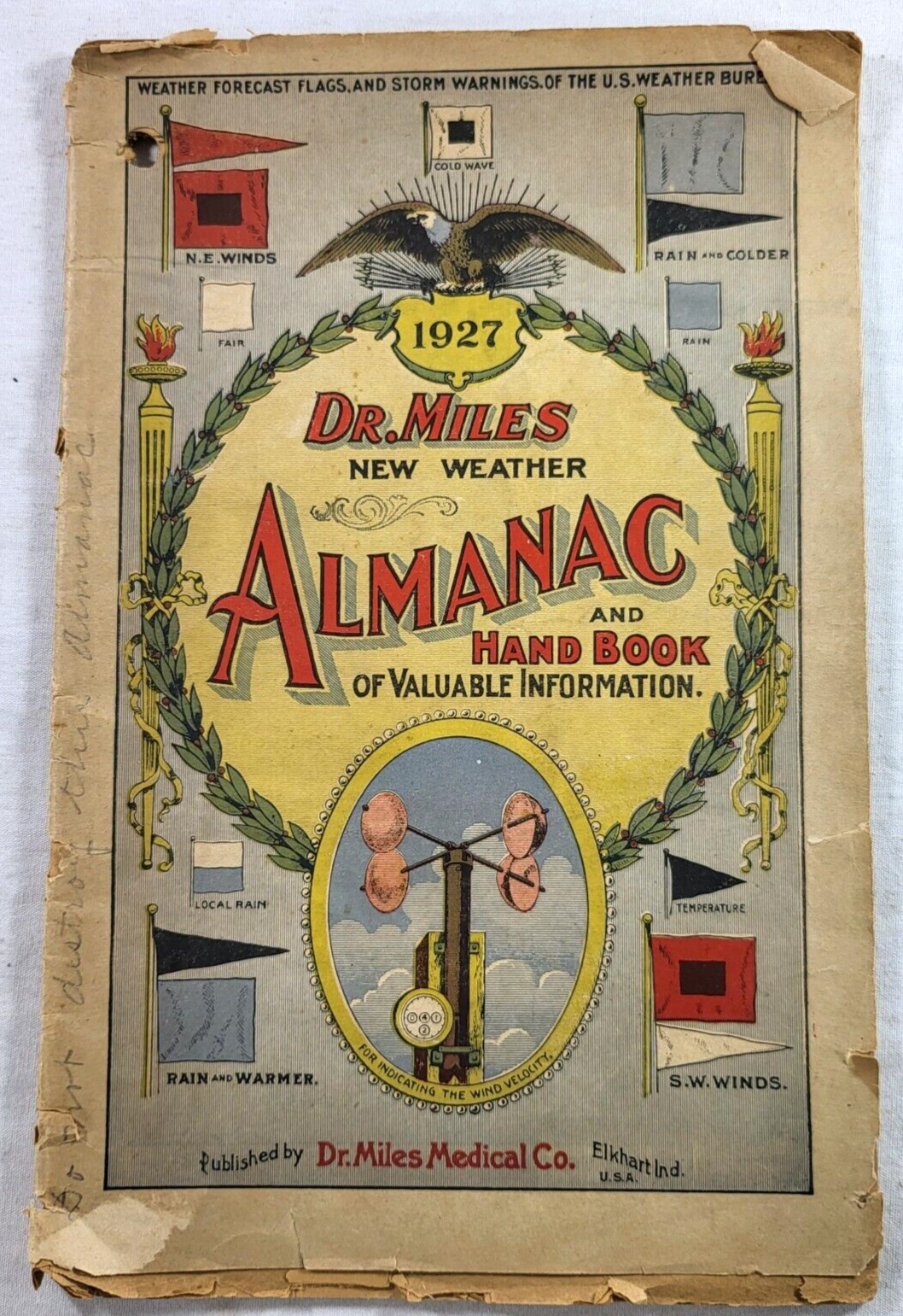 1927 Dr. Miles NEW WEATHER ALMANAC & HAND BOOK of Valuable Information