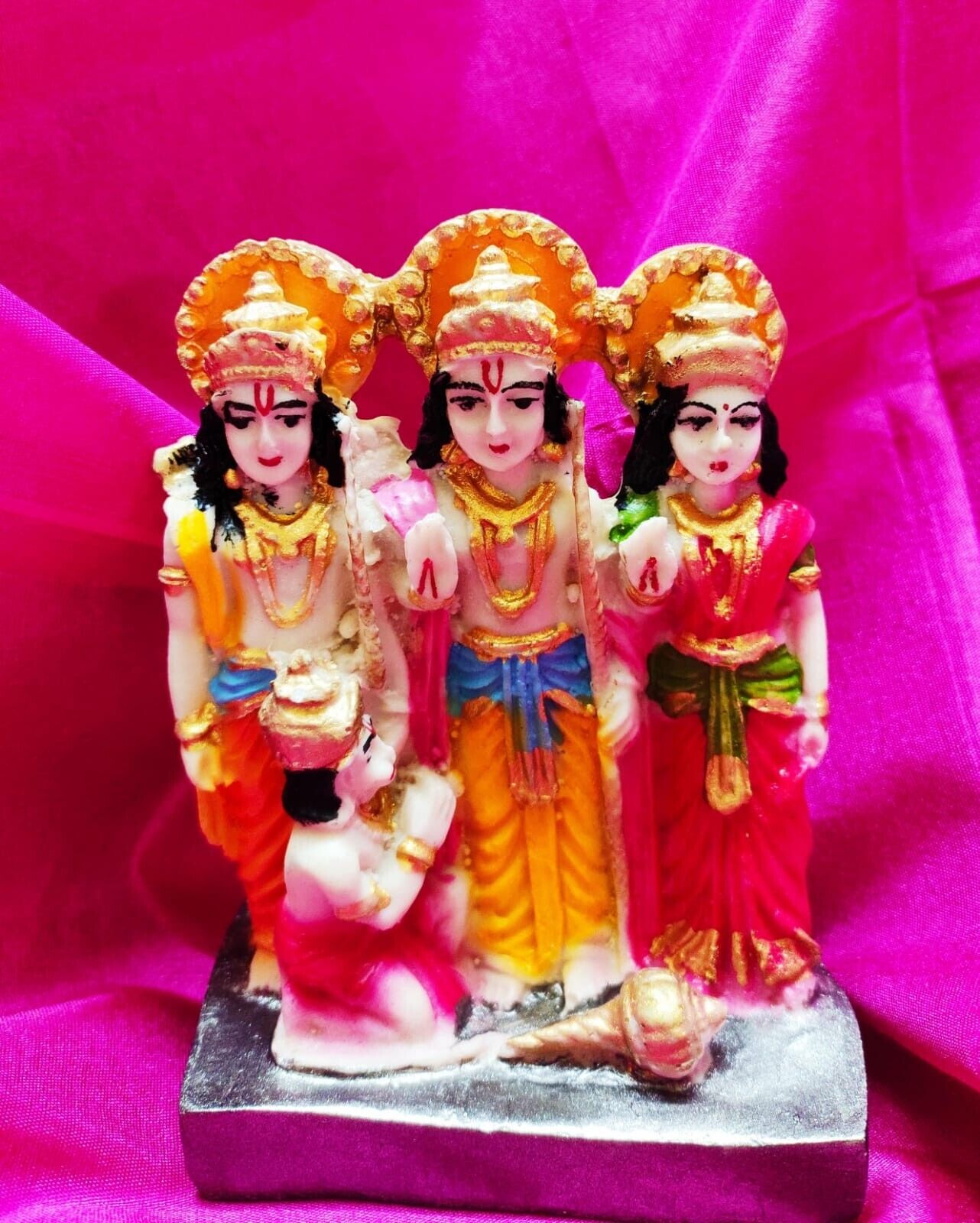 Lord Ram Darbar Murti Rama Sita Lakshman Hanuman Statue Divine Pooja Aura