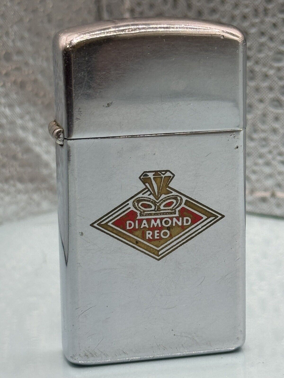 Vintage 1969 Diamond Reo Advertising Chrome Slim Zippo Lighter