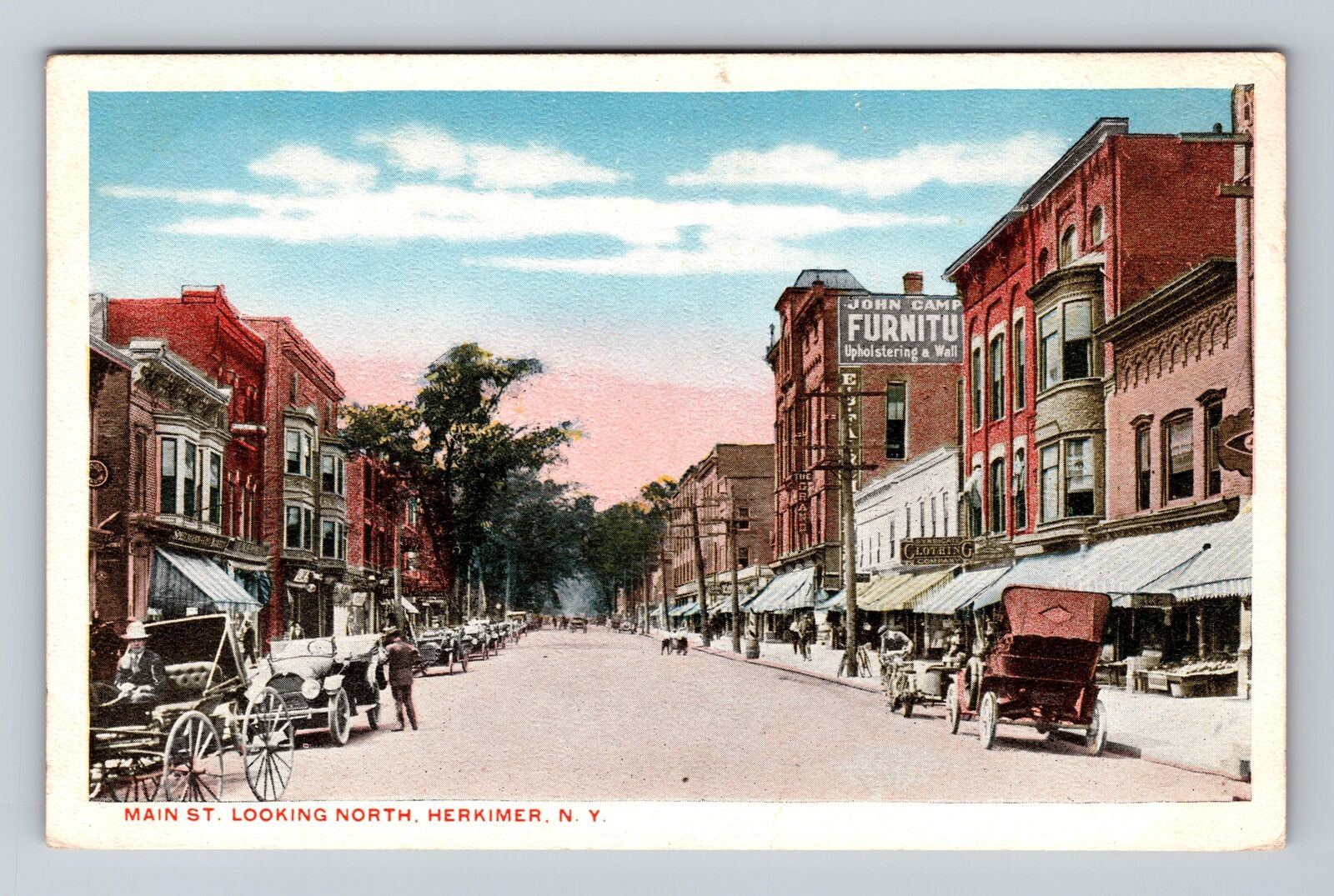 Herkimer NY-New York, Main St Looking North, Antique, Vintage Postcard