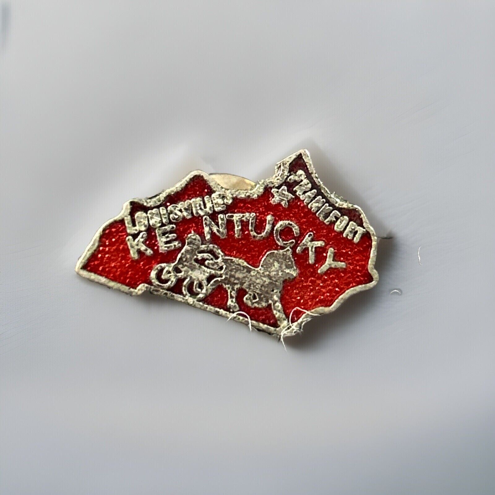 VTG Kentucky State Map Enamel Pin Souvenir Red Louisville